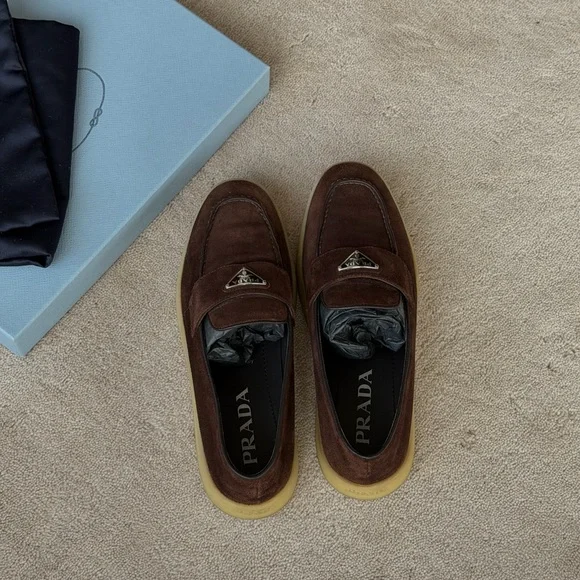 Prada Brown Suede Loafers - Picture 4 of 9